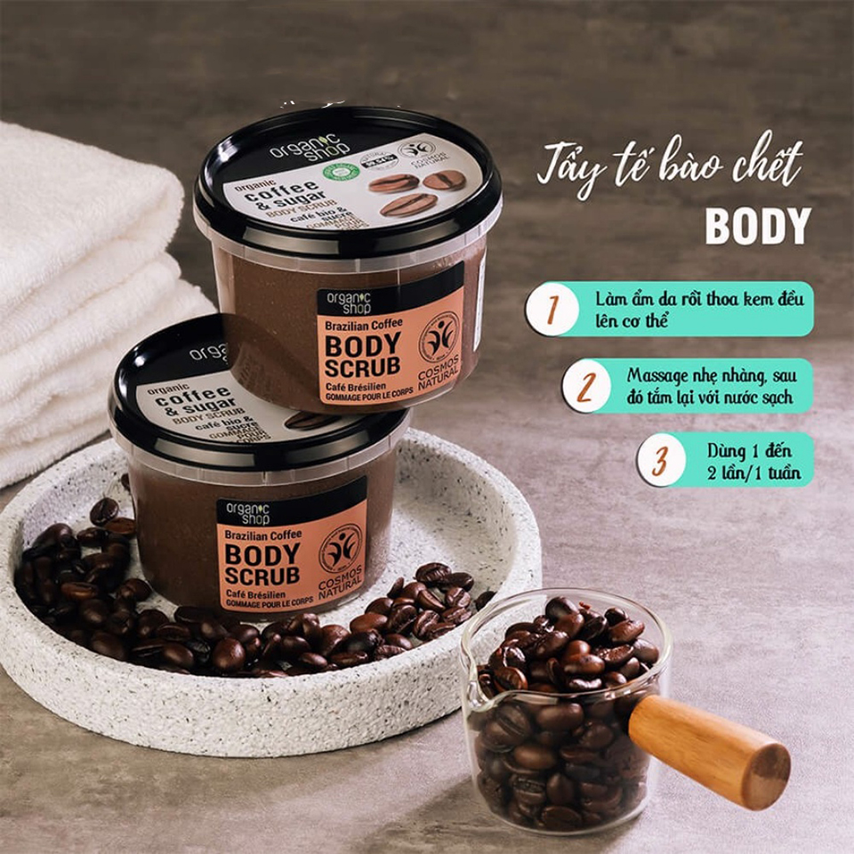 Tẩy tế bào chết toàn thân cà phê Organic Coffee and Sugar Body Scrub